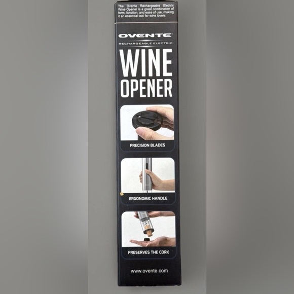 Rechargeable Electric Wine Opener Cutter Charging Cord Stainless New In Box - Picture 3 of 5
